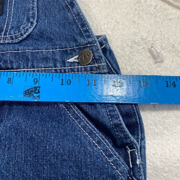 Toddler Key Brand Denim Adjustable Blue Jean Bibs 2T farmer Country Hillbilly - Picture 15 of 16